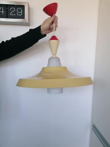 vintage glazen lamp met metalen kap opaline kelk philips ? beschikbaar voor biedingen