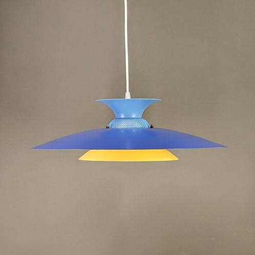 Blauwe en gele lamp, vintage lamp, deens design, jaren 80, Huis en Inrichting, Lampen | Hanglampen, Zo goed als nieuw, Minder dan 50 cm