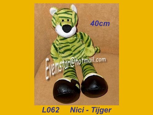 L062 tijger - Nici : groen (40cm), Kinderen en Baby's, Speelgoed | Knuffels en Pluche, Zo goed als nieuw, Overige typen, Ophalen