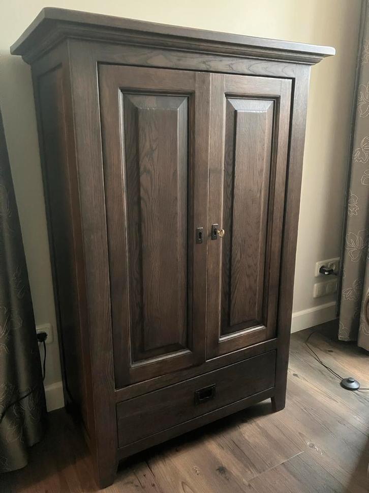 Donker Eiken Wandkastje - 2 Deuren & 2 Lades, Huis en Inrichting, Kasten | Kledingkasten, Zo goed als nieuw, 100 tot 150 cm, 50 tot 100 cm