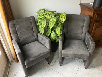 2 Fauteuils / Eetkamerstoelen antraciet grijs beschikbaar voor biedingen