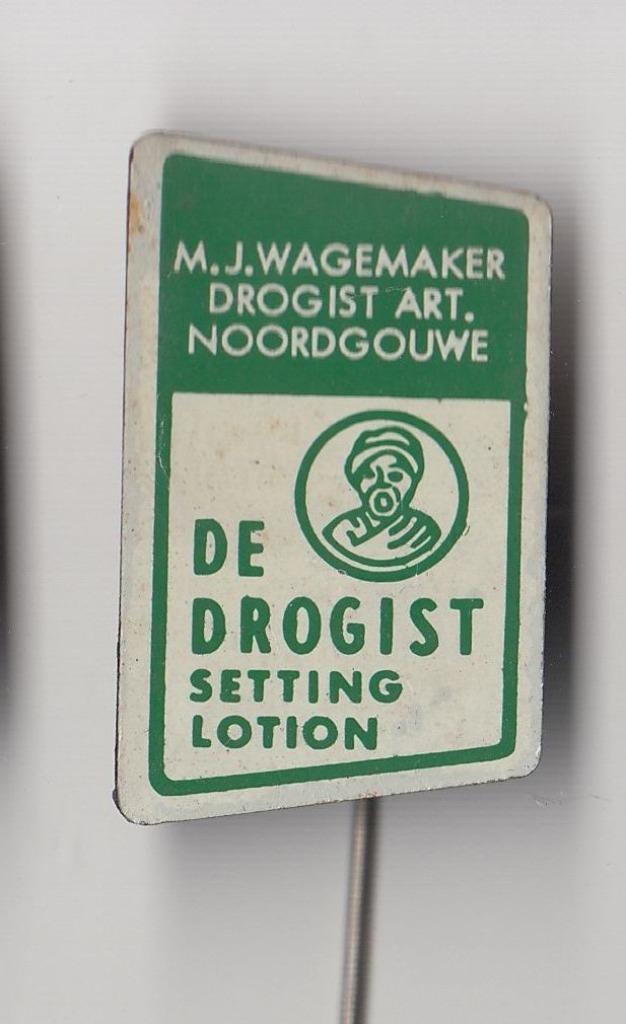 Drogist Noordgouwe Wagemaker speldje, Verzamelen, Speldjes, Pins en Buttons, Gebruikt, Speldje of Pin, Overige onderwerpen, Ophalen of Verzenden