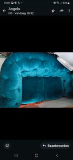 Chesterfield 2 persoons bank, velvet turquoise, Ophalen