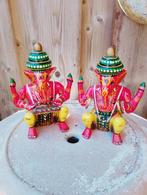 Indiaanse handgeschilderde houten Ganesha muzikanten, Antiek en Kunst, Ophalen of Verzenden