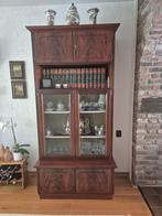 Notenhouten vitrine kast, Huis en Inrichting, Ophalen, Gebruikt, 100 tot 150 cm, Glas