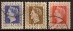 Nederland NVPH nr 487/9 gestempeld Koningin Wilhelmina 1948, Verzenden, Na 1940, Gestempeld