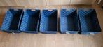 5 marineblauwe opbergmandjes met gevlochten nylon stof, Ophalen of Verzenden