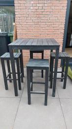 Zwart barset met 4 krukken voor binnen of buiten, Tuin en Terras, Tuinsets en Loungesets, Ophalen