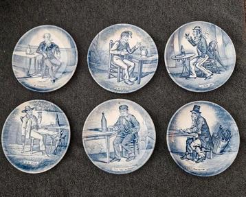 Vintage Boch Delfts boterbordjes, complete set van 6 beschikbaar voor biedingen