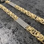 14k gouden koningsketting schakel plat massief 70cm, Ophalen of Verzenden