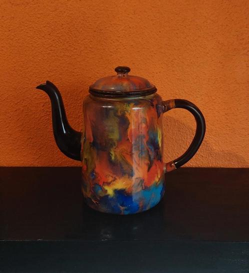 Vintage Emaille Theepot - Meerkleurig, Antiek en Kunst, Antiek | Emaille, Ophalen of Verzenden