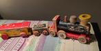 Houten Tekno trein met tender en wagon, Antiek en Kunst, Antiek | Speelgoed, Verzenden
