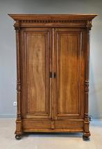 Antieke houten hangkast - Noten/Kersenhout - 200x133x60cm, Ophalen, Gebruikt