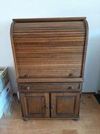 Bruin eiken secretaire met roldeur., Ophalen, Gebruikt