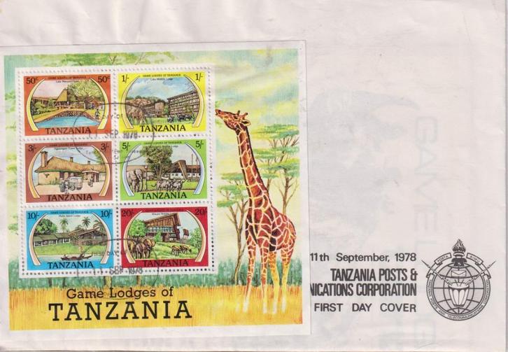 Tanzania 1978 Blok Toerisme Wilde dieren Giraffe, Postzegels en Munten, Postzegels | Eerstedagenveloppen, Onbeschreven, Rest van de wereld