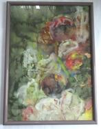 Mooi schilderij kleuren collage aquarel onder glas., Ophalen