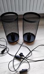 2 Industriële Tafellampen met Lichtbron, Huis en Inrichting, Lampen | Tafellampen, Gebruikt, Ophalen of Verzenden, Metaal, Minder dan 50 cm