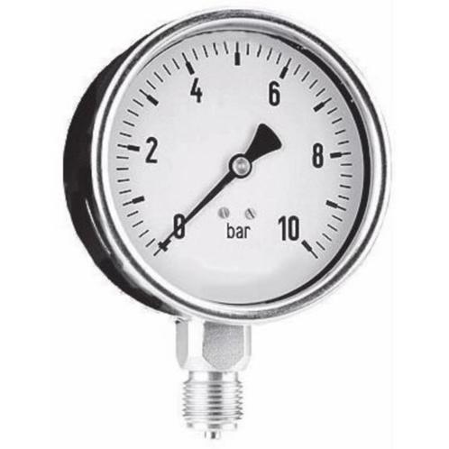 Manometer RVS | Onderaansluiting | Glycerine | 0 - 10 bar, Tuin en Terras, Waterpompen, Nieuw, Elektrisch, Dompelpomp, Verzenden