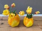 Zijde Tulpen in Gele Vazen - Set van 2, Ophalen, Kunststof, Geel, Zo goed als nieuw