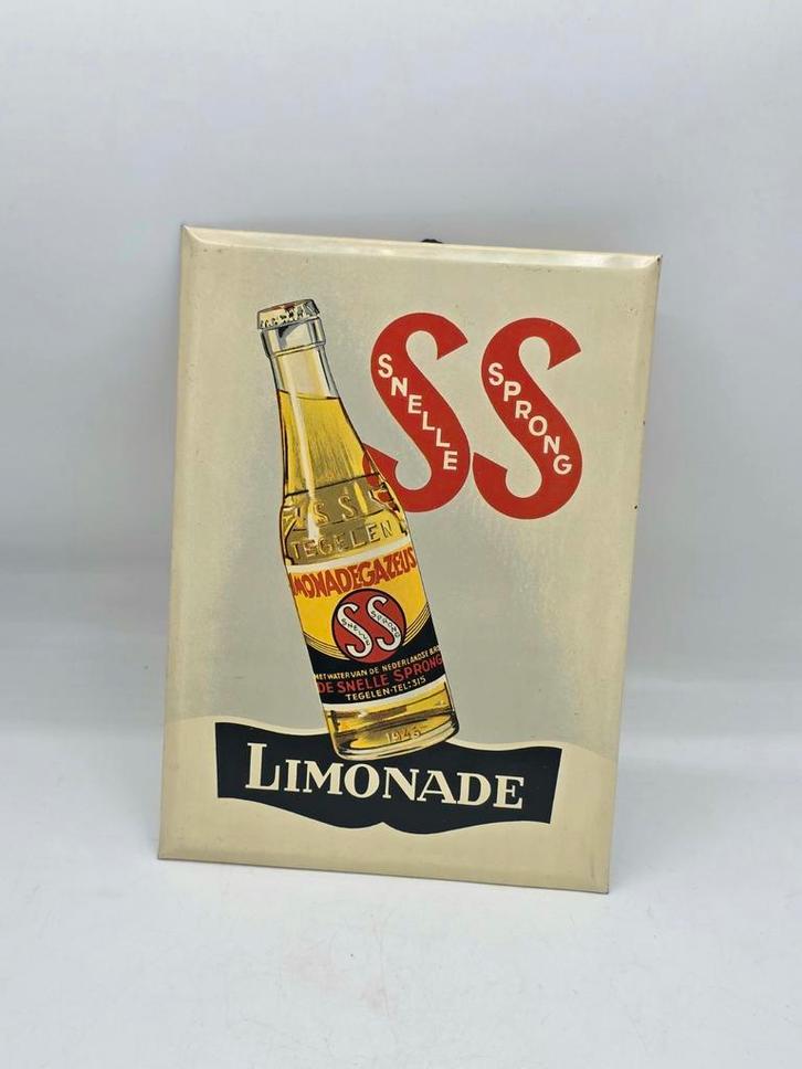 Reclamebord SS limonade de Snelle Sprong Tegel jaren 40, Verzamelen, Merken en Reclamevoorwerpen, Zo goed als nieuw, Reclamebord