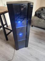 Zwarte Vitrinekast met Blauwe LED Verlichting, Huis en Inrichting, Ophalen, 25 tot 50 cm