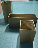 Bloempotten 3 stuks mos groen, Tuin en Terras, Bloempotten, Ophalen, Gebruikt, Vierkant, Aardewerk