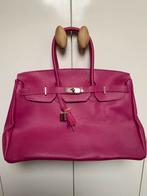 Fuchsia roze lederen handtas, 40 tot 60 cm, Verzenden, Minder dan 35 cm, Zo goed als nieuw