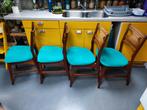 Vier vintage eetkamer stoelen, Ophalen of Verzenden, Gebruikt, Bruin, Vier