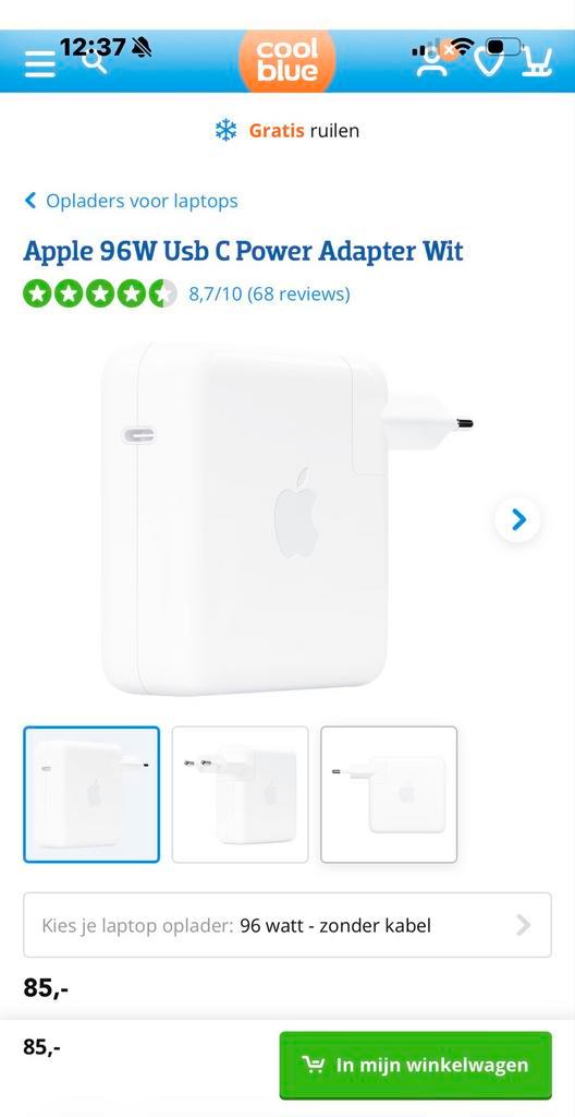 Nieuw: Apple USB-C 96W Power Adapter (Nieuwe compacte model), Computers en Software, Laptop-opladers, Nieuw, Ophalen of Verzenden