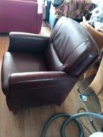 Twee stuks fauteuils donker bruin kleur, Ophalen of Verzenden, 75 tot 100 cm, Leer, 50 tot 75 cm