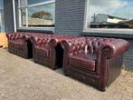 Chesterfield 2+1+1 zit bankstel oxblood rood GRATIS BEZORGD, Huis en Inrichting, Banken | Voetenbanken en Poefen, Ophalen of Verzenden