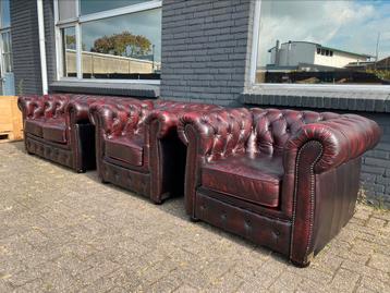 Chesterfield 2+1+1 zit bankstel oxblood rood GRATIS BEZORGD  beschikbaar voor biedingen