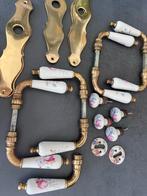 Antieke Deurkrukken Porselein & Koper - Complete Set, Ophalen of Verzenden