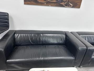 3 zit echt leer bankstel zwart kleur te koop