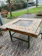 Vintage Werkbank - Beuken met Bankschroeven, Ophalen of Verzenden, Gebruikt, 120 tot 170 cm, Bankschroef