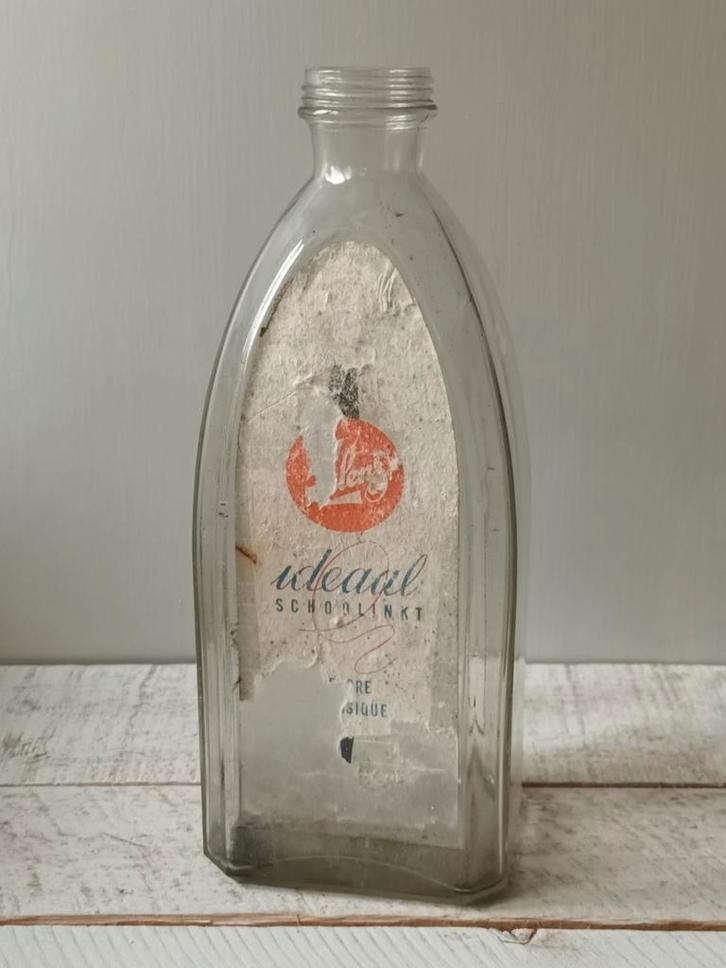 Vintage 'Ideaal Schoolinkt' Fles, Antiek en Kunst, Antiek | Glas en Kristal, Ophalen of Verzenden