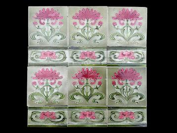 Antieke Engelse Art Nouveau wandtegels, Jugendstil majolica  beschikbaar voor biedingen