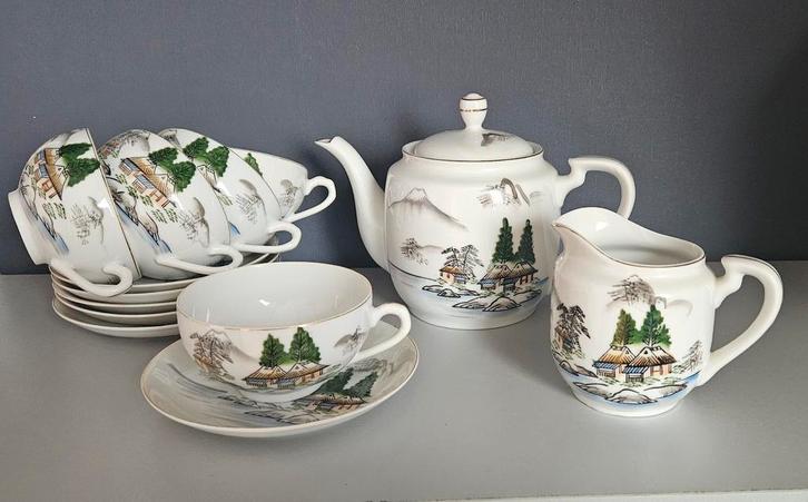 Theeservies met Vrouwenafbeelding, Huis en Inrichting, Keuken | Servies, Gebruikt, Compleet servies, Overige stijlen, Porselein