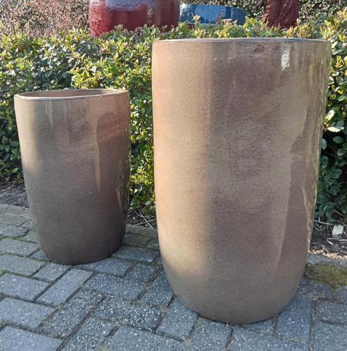 Geglazuurde pot Noble macciato of antic bleu of moss green., Tuin en Terras, Bloempotten, Nieuw, Terracotta, Binnen, Balkon, Tuin