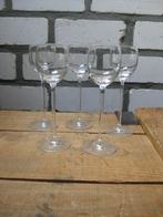 5 (borrel)glaasjes hoogte 16 cm diameter 4 cm, Ophalen of Verzenden, Zo goed als nieuw, Glas, Overige stijlen
