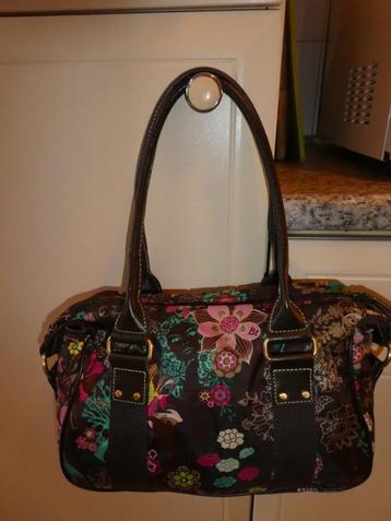 Oilily handtas bruin bonte bloemen kort hengsel 29 x 22 x 11 beschikbaar voor biedingen