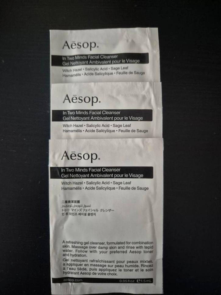 AESOP IN TWO MINDS FACIAL CLEANSER face wash sample proefjes, Sieraden, Tassen en Uiterlijk, Uiterlijk | Gezichtsverzorging, Nieuw