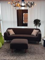 Refurbished 3 zitter met poef, Ovaal, Driepersoons, 75 tot 100 cm, Ophalen of Verzenden