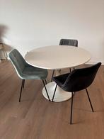 Ikea Witte Eettafel Rond + 3 Stoelen, Huis en Inrichting, Tafels | Eettafels, Ophalen, Kunststof, Gebruikt, 100 tot 150 cm