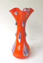 Glazen vaas roodoranje opaline paarse gedeeltes 3798-g, Antiek en Kunst, Ophalen of Verzenden
