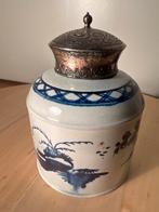 Blauw-witte metalen theebus – decoratief & praktisch, Ophalen, Minder dan 50 cm, Wit, Minder dan 25 cm