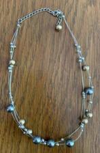 Ketting met zilver- en goudkleurige kraaltjes, bolletjes, Ophalen of Verzenden, Zo goed als nieuw, Zilver, Verstelbaar