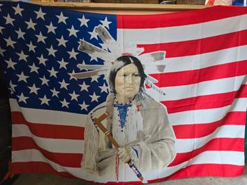 Amerikaanse vlag met Indiaan beschikbaar voor biedingen