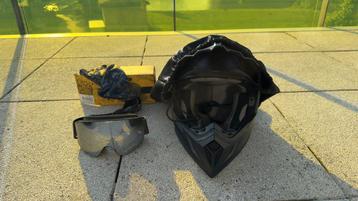 crosshelm raven aspire evo mat zwart met crossbril beschikbaar voor biedingen