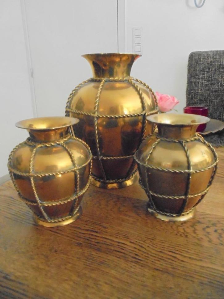 Koperen vazenset / 3 delig, Antiek en Kunst, Antiek | Koper en Brons, Koper, Ophalen